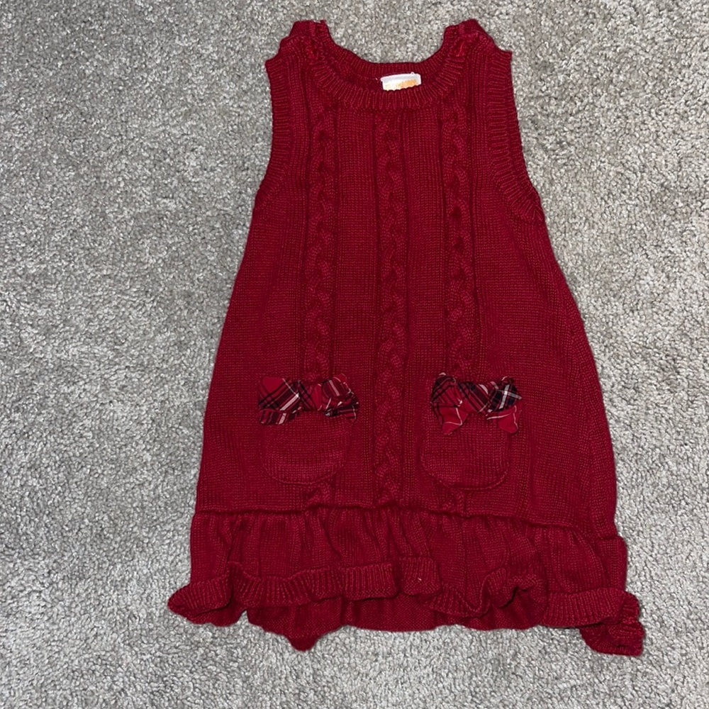Red Holiday Sweater Dress Toddler Girls 12-18 months